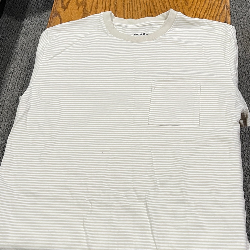Goodfellow & Co Cream Striped Short Sleeve Tee